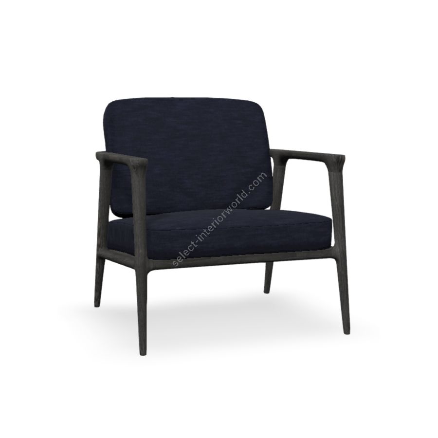 Lounge chair / Oak Stained Grey finish / Indigo (Denim) upholstery