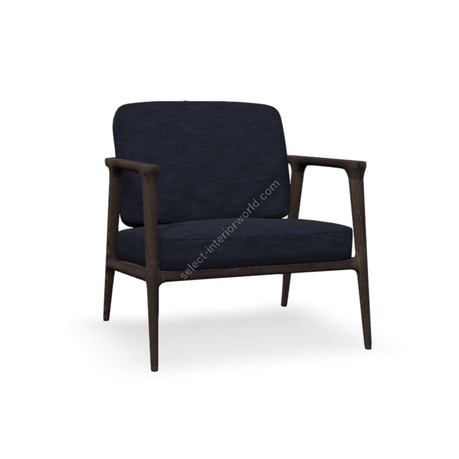 Lounge chair / Oak Stained Wenge finish / Indigo (Denim) upholstery