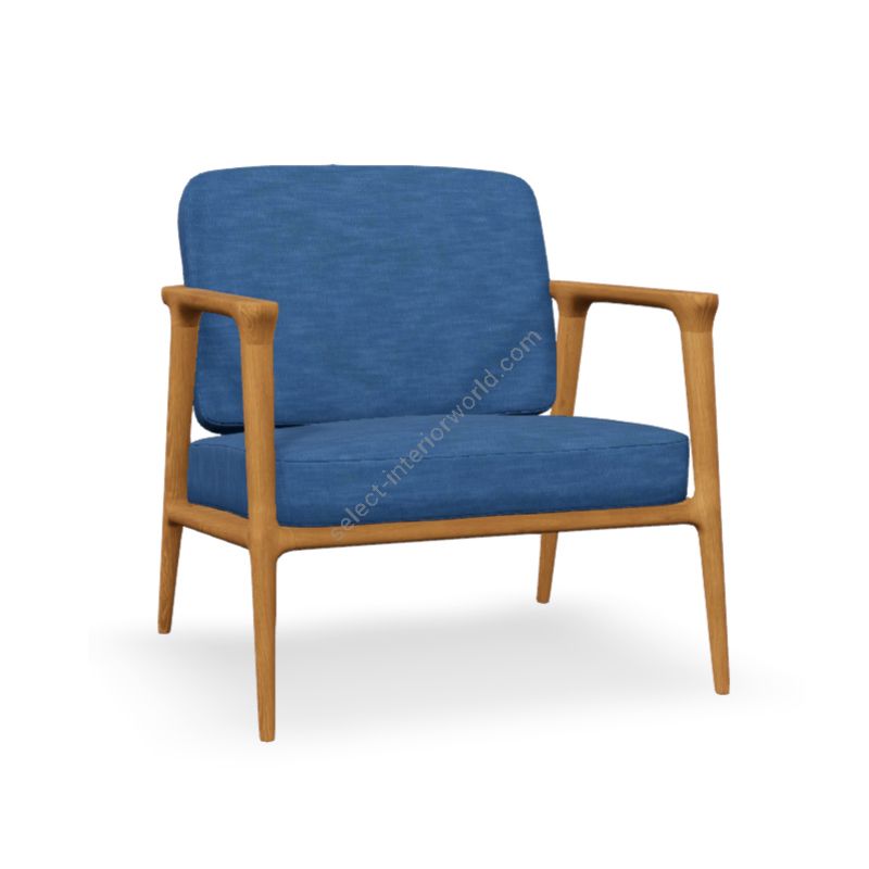 Lounge chair / Oak Natural Oil finish / Light Wash (Denim) upholstery