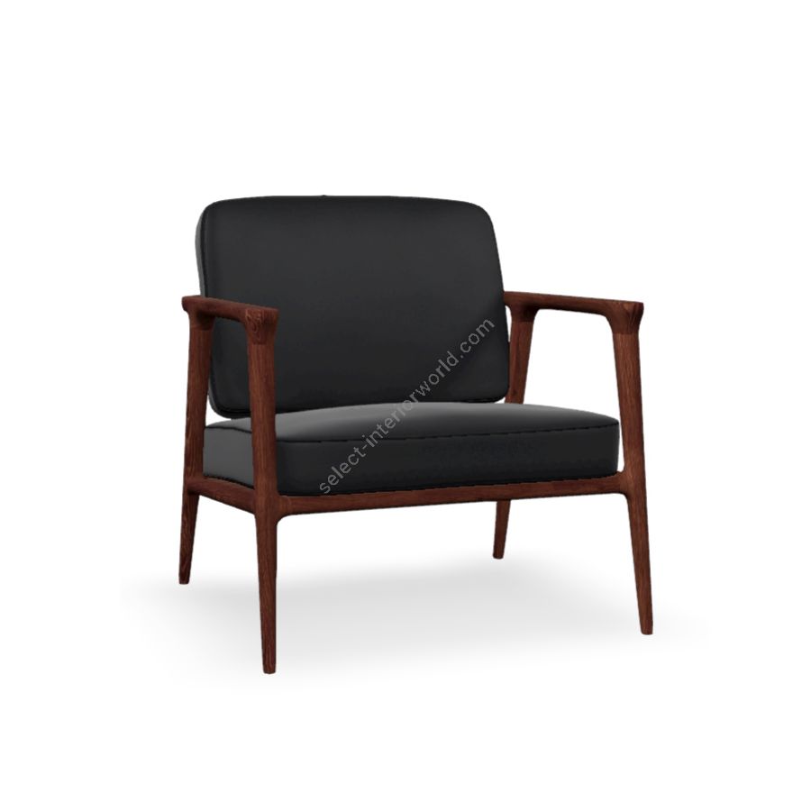 Lounge chair / Oak Stained Cinnamon finish / Black (Abbracci) upholstery