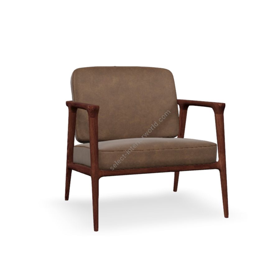 Lounge chair / Oak Stained Cinnamon finish / Taupe (Abbracci) upholstery
