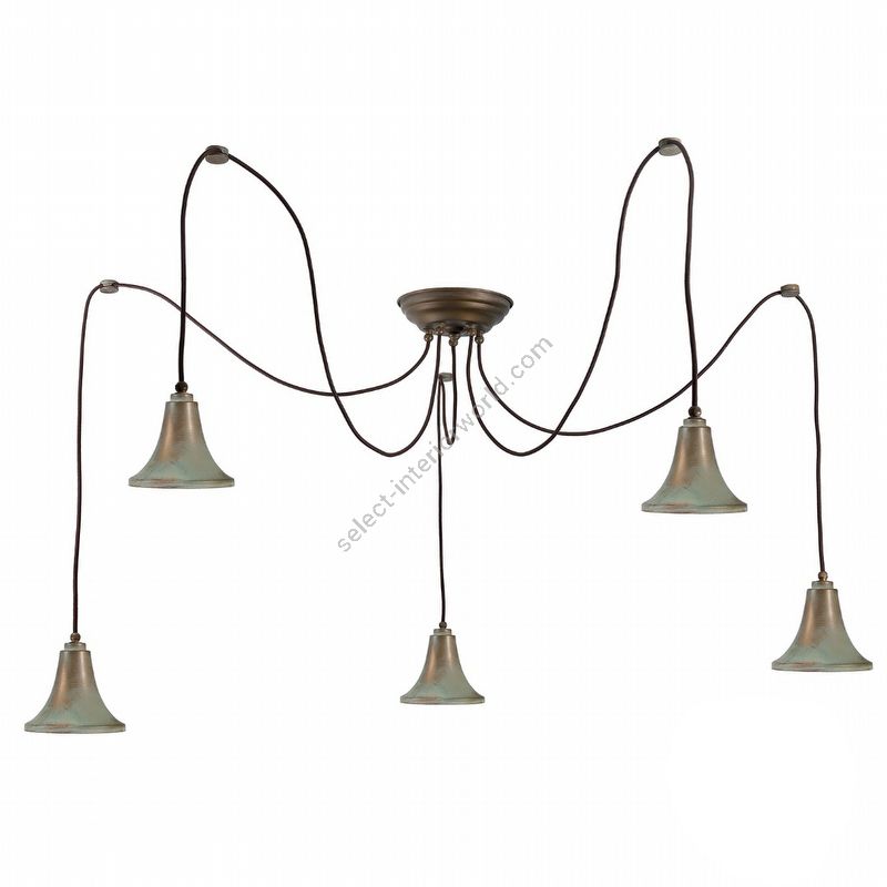 Aged brass copper-coloured finish / 5 lights