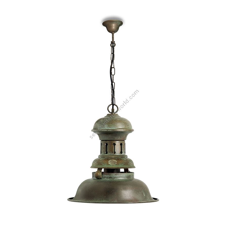 Indoor pendant lamp / Aged brass finish / cm.: 105 (H1+H2) x 40 x 40 / inch.: 41.3" (H1+H2) x 15.7" x 15.7"