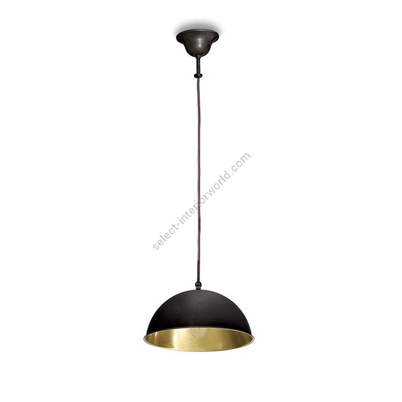 Pendant lamp / Brass burnish dark brown finish with brass polished inside / cm.: 80 x 20 x 20 / inch.: 31.5" x 7.9" x 7.9"
