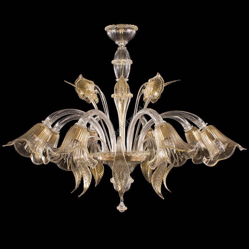 Clear with Gold Glass / 8 lights (cm.: 90 x 100 x 100 / inch.: 35.43" x 39.37" x 39.37")