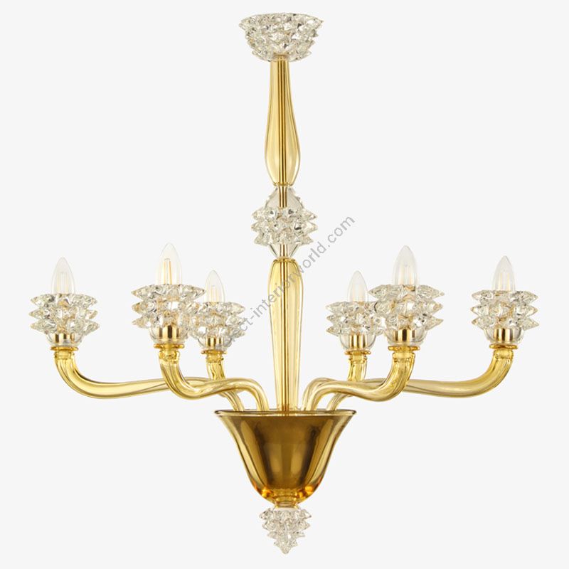 Acacia with Clear Glass / 6 lights (cm.: 90 x 75 x 75 / inch.: 35.43" x 29.52" x 29.52")