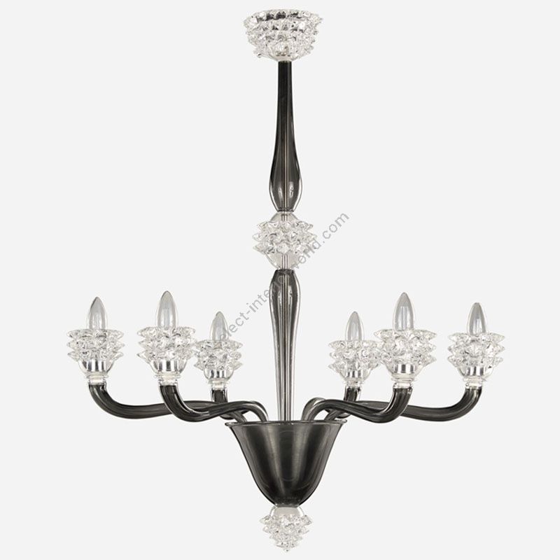 Graphite with Clear Glass / 6 lights (cm.: 90 x 75 x 75 / inch.: 35.43" x 29.52" x 29.52")