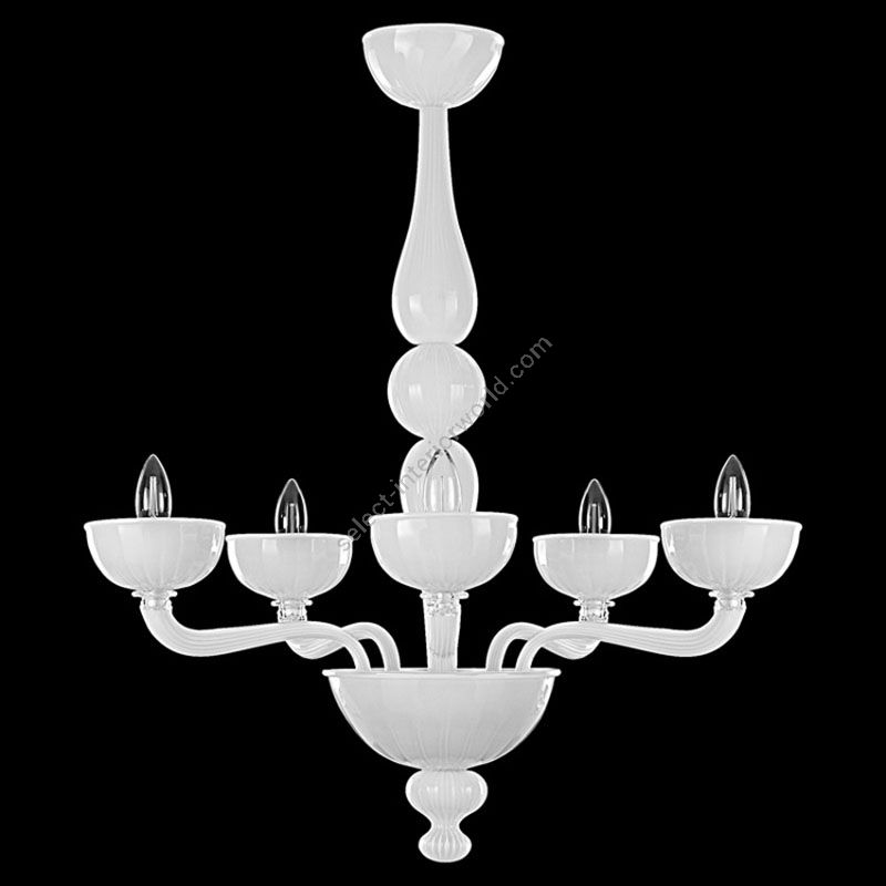White Glass / 5 lights (cm.: 80 x 70 x 70 / inch.: 31.49" x 27.55" x 27.55")