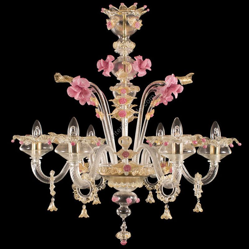 Clear, Gold, Rose and Vitreous paste Glass / 6 lights (cm.: 80 x 75 x 75 / inch.: 31.49" x 29.52" x 29.52")