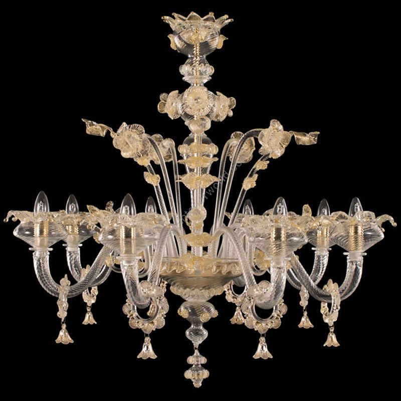 Clear with Gold Glass / 8 lights (cm.: 90 x 95 x 95 / inch.: 35.43" x 37.40" x 37.40")