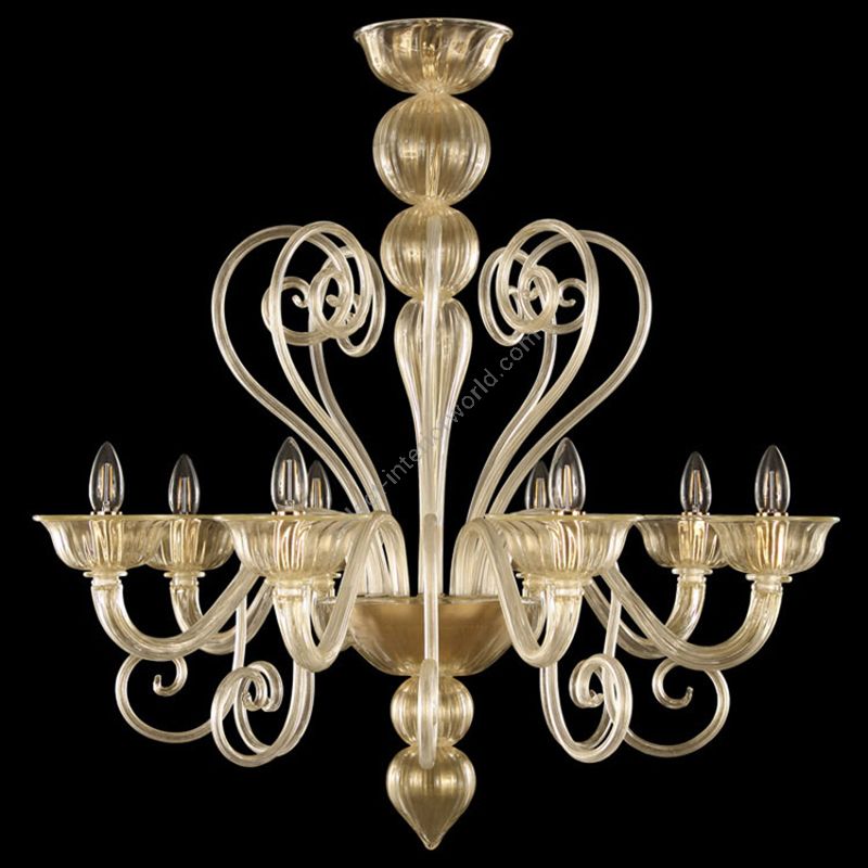 Gold Finish / Gold Glass / 8 lights (cm.: 80 x 85 x 85 / inch.: 31.49" x 33.46" x 33.46")