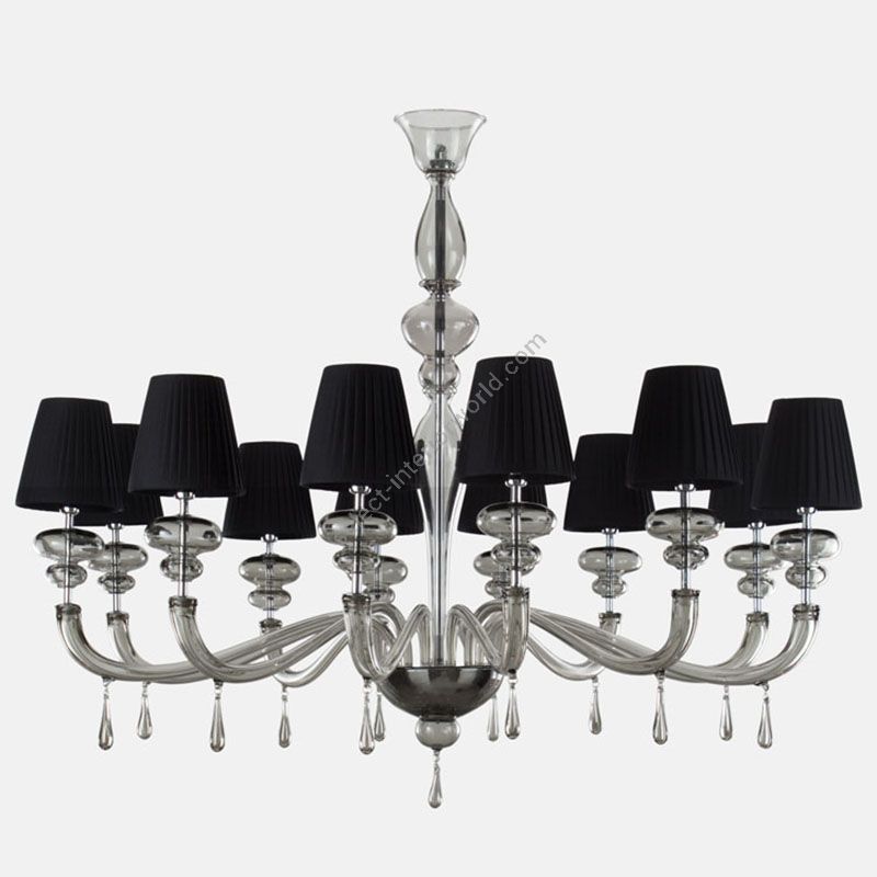 Gray Glass / Black Lampshade, 12 lights (cm.: 110 x 130 x 130 / inch.: 43.30" x 51.18" x 51.18")