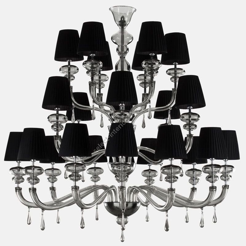 Gray Glass / Black Lampshade, 24 lights (cm.: 130 x 130 x 130 / inch.: 51.18" x 51.18" x 51.18")