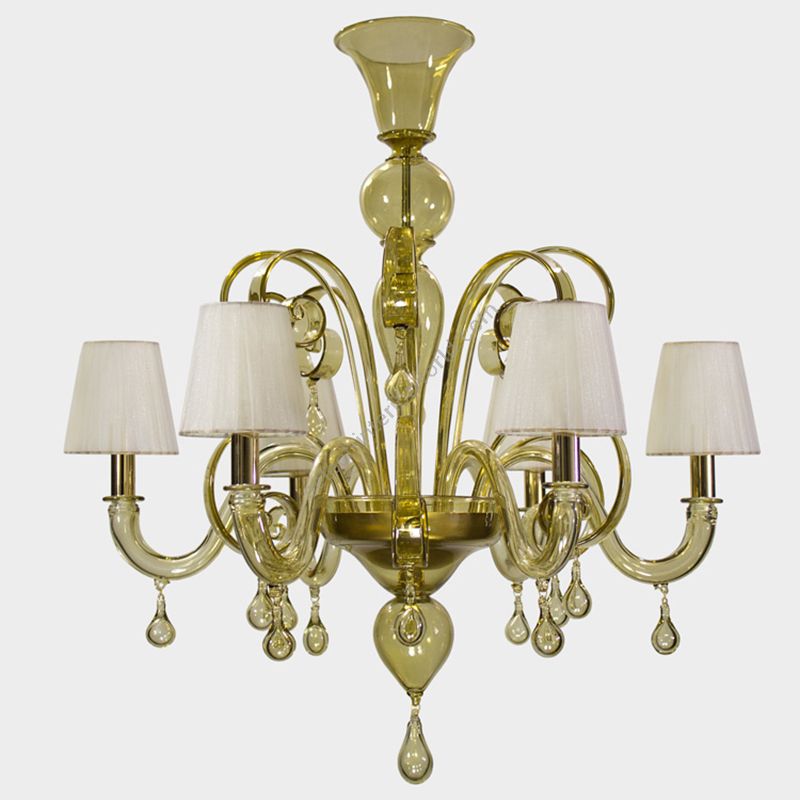 Straw Glass / Ivory Lampshades / 6 lights