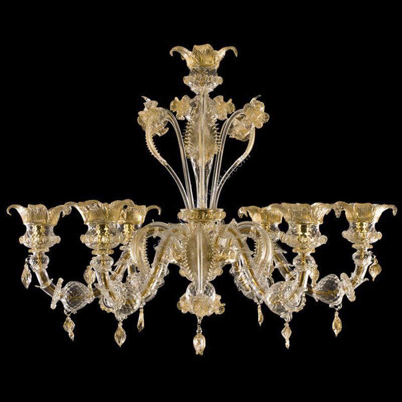 Clear with Gold Glass / 6 lights (cm.: 85 x 110 x 110 / inch.: 33.46" x 43.30" x 43.30")