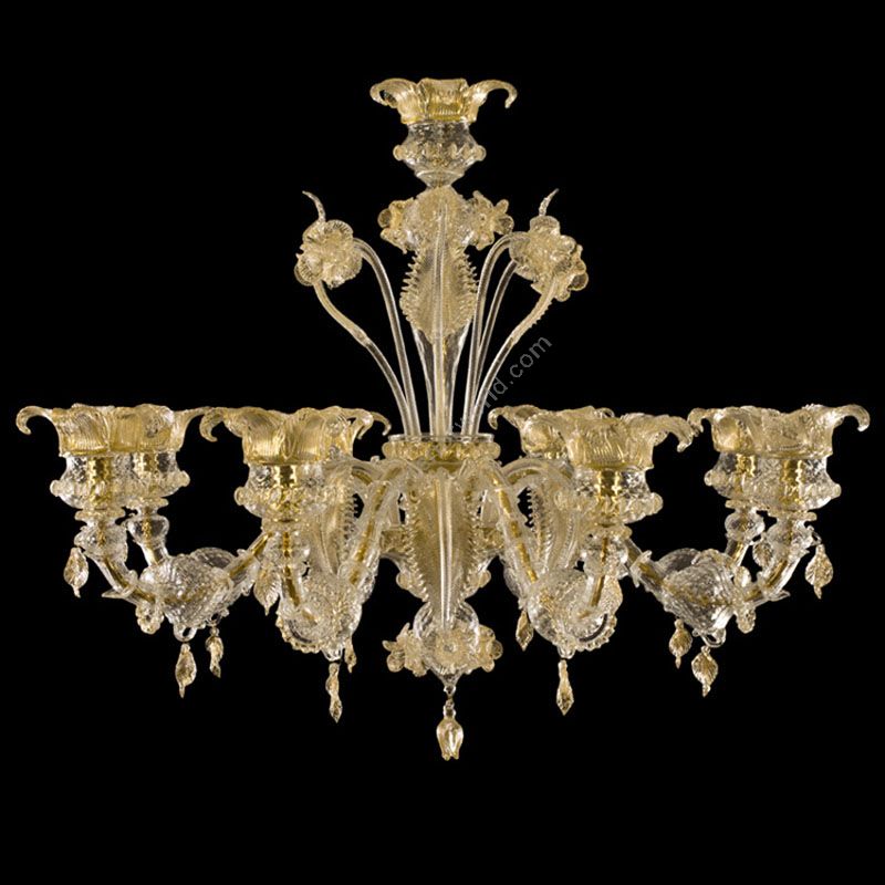 Clear with Gold Glass / 8 lights (cm.: 90 x 110 x 110 / inch.: 35.43" x 43.30" x 43.30")