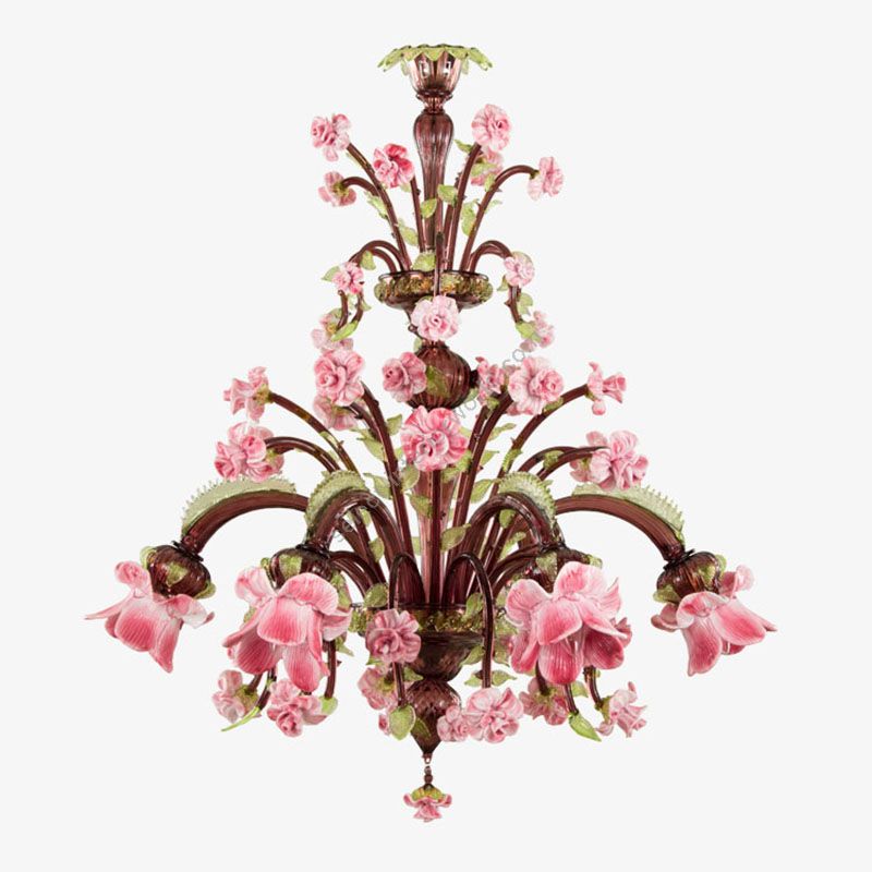 Amethyst, Green, Rose and Vitreous paste Glass / 6 lights (cm.: 95 x 95 x 95 / inch.: 37.4" x 37.4" x 37.4")