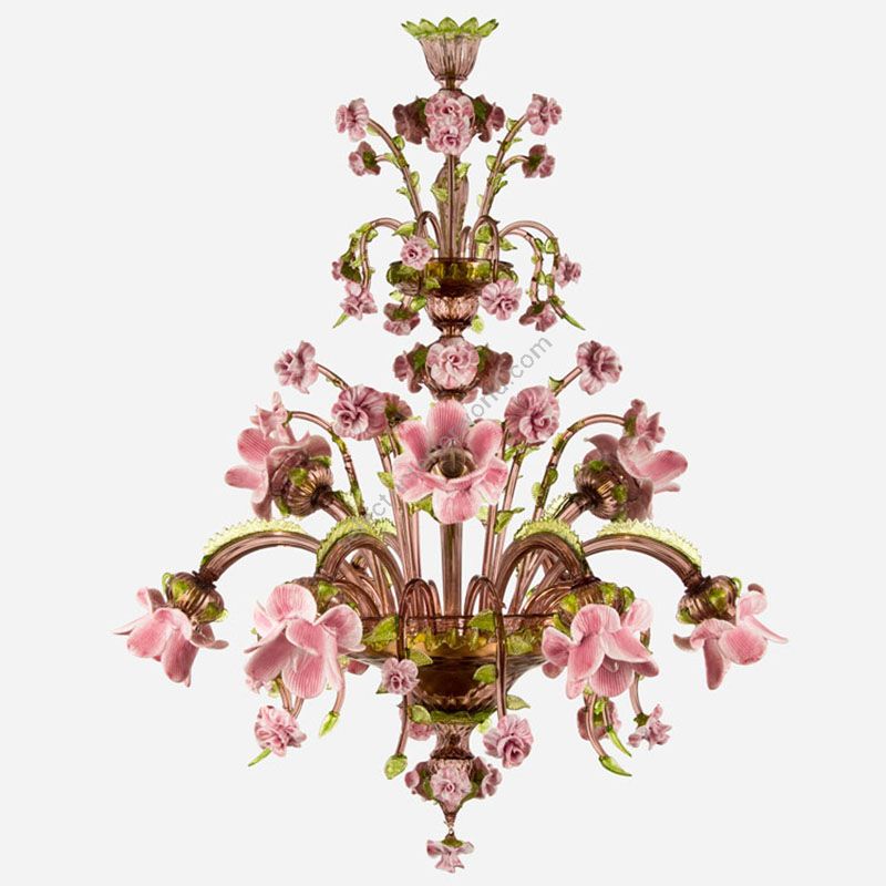 Amethyst, Green, Rose and Vitreous paste Glass / 9 lights (cm.: 120 x 95 x 95 / inch.: 47.24" x 37.40" x 37.40")