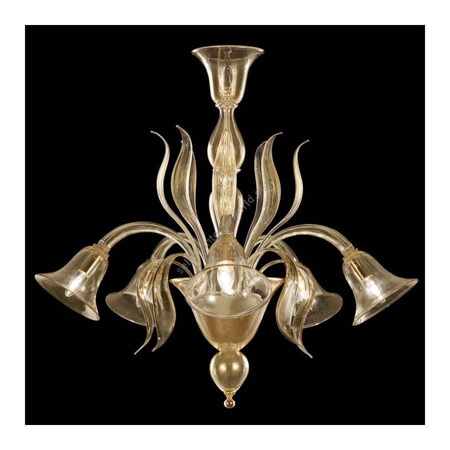 Gold Glass / 5 lights (cm.: 80 x 90 x 90 / inch.: 31.49" x 35.43" x 35.43")