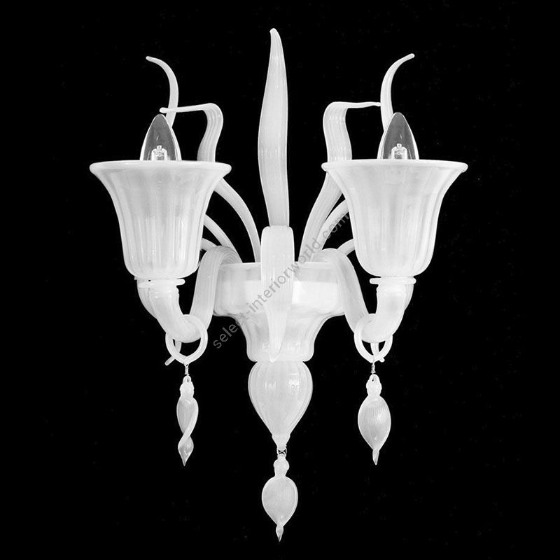 White Silk Glass / 2 lights (cm.: 40 x 35 x 40 / inch.: 15.8" x 13.7" x 15.8")