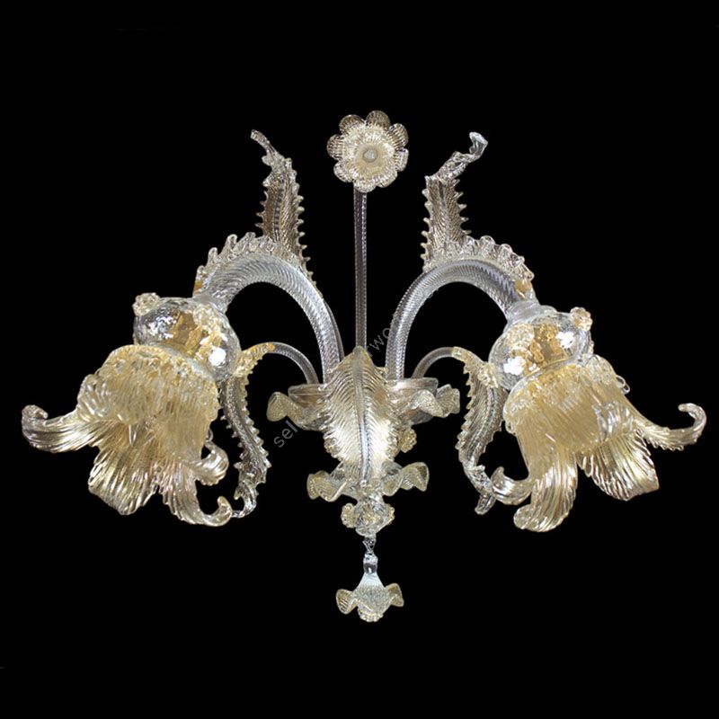 Clear with Gold Glass / 2 lights (cm.: 40 x 40 x 30 / inch.: 15.75" x 15.75" x 11.81")