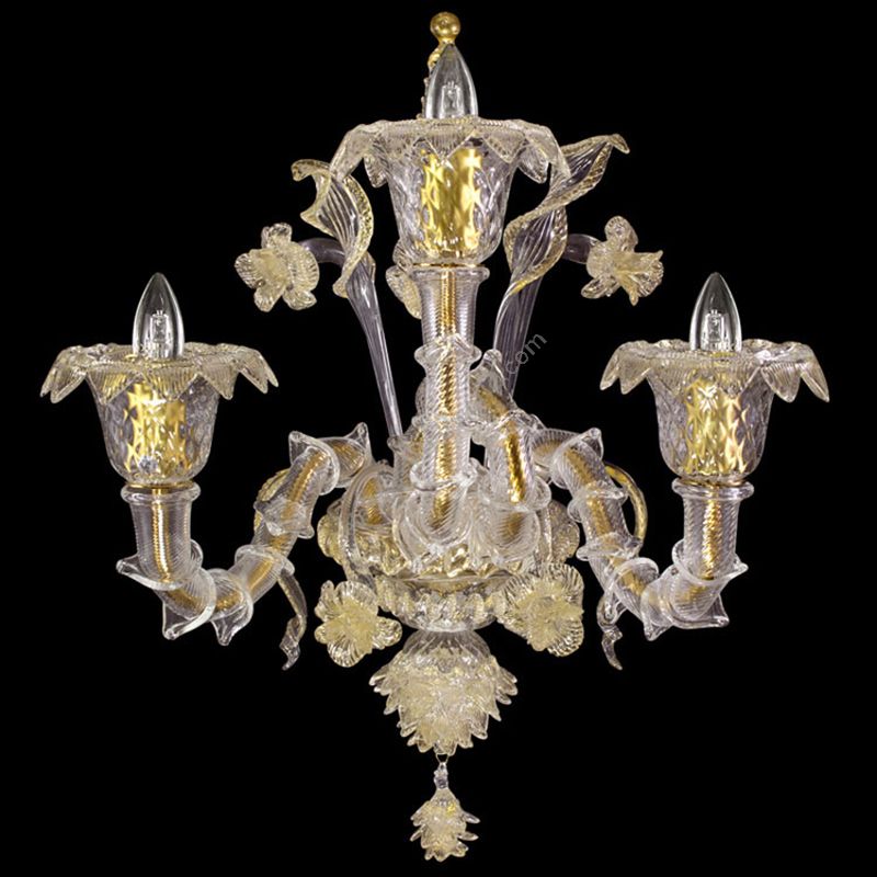 Clear with Gold Glass / 3 lights (cm.: 50 x 60 x 50 / inch.: 19.7" x 26.6" x 19.7")
