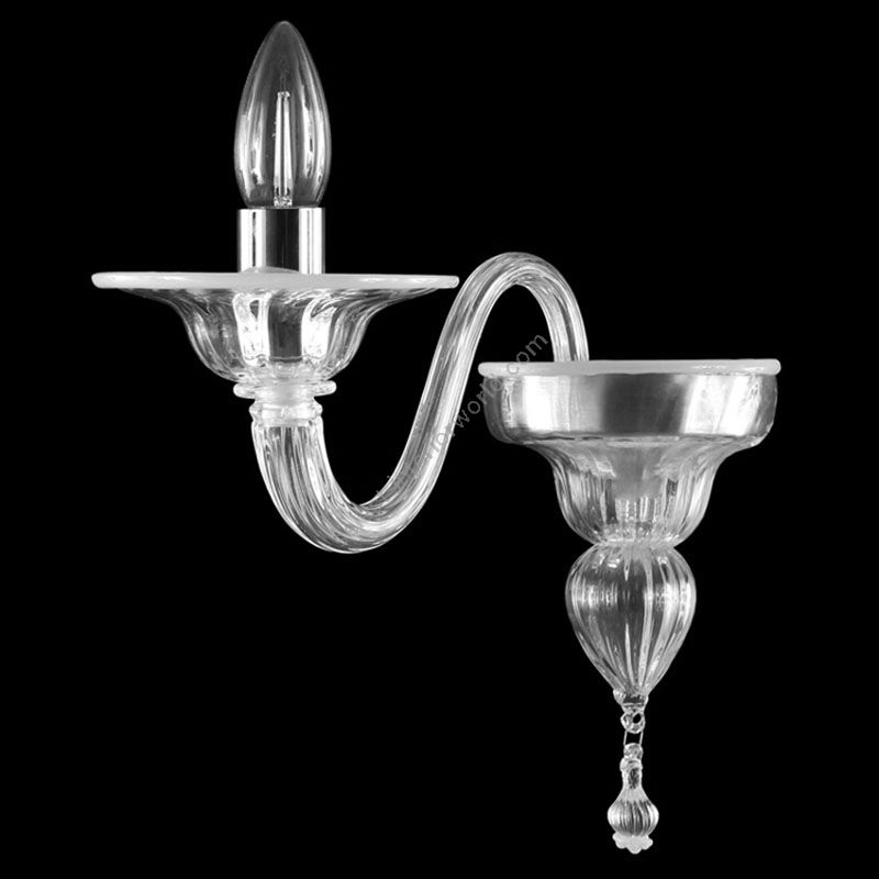 Clear with White Glass / 1 light (cm.: 25 x 15 x 30 / inch.: 9.84" x 5.91" x 11.81")