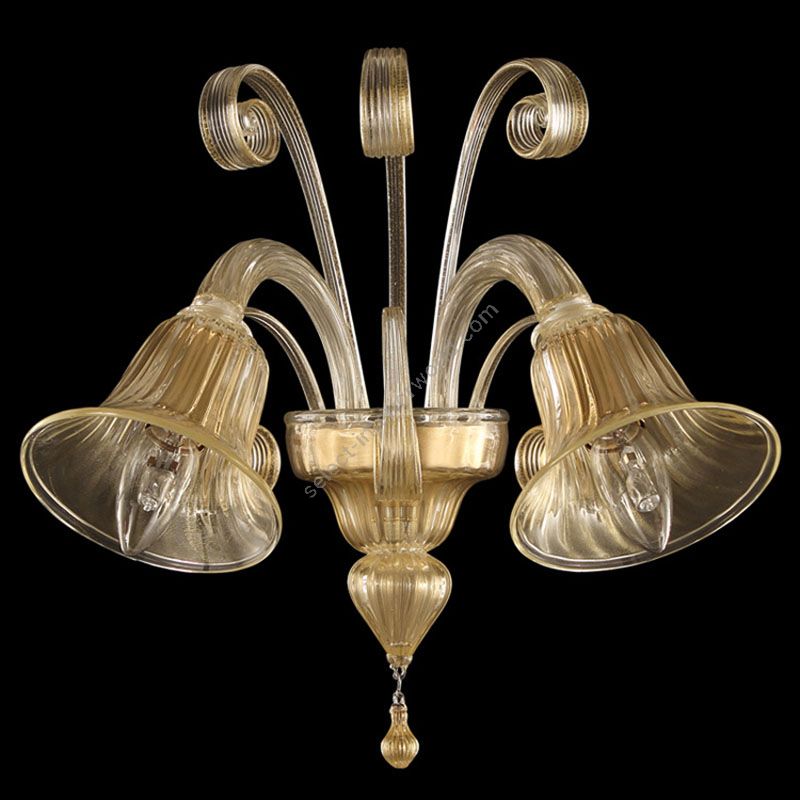 Gold Glass / 2 lights (cm.: 40 x 40 x 40 / inch.: 15.7" x 15.7" x 15.7")