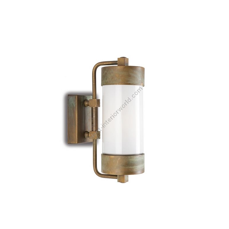 Aged brass finish, opal glass