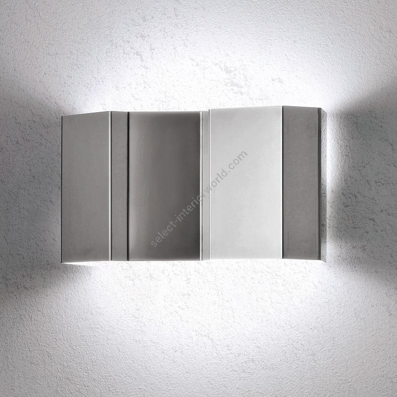 Wall lamp / Opal methacrylate / Super-mirror stainless steel, lacquered white inside