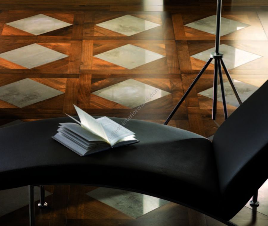 Wood Finish: Walnut; Marble Finish: Brown