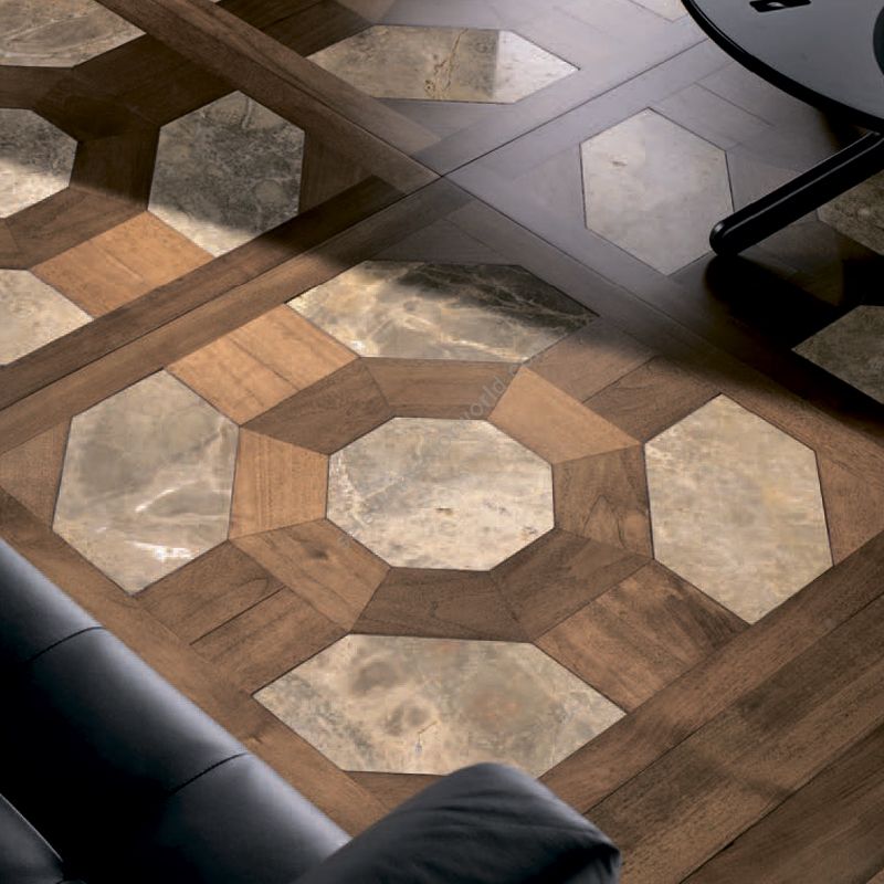 Wood Finish: Walnut; Marble Finish: Grey