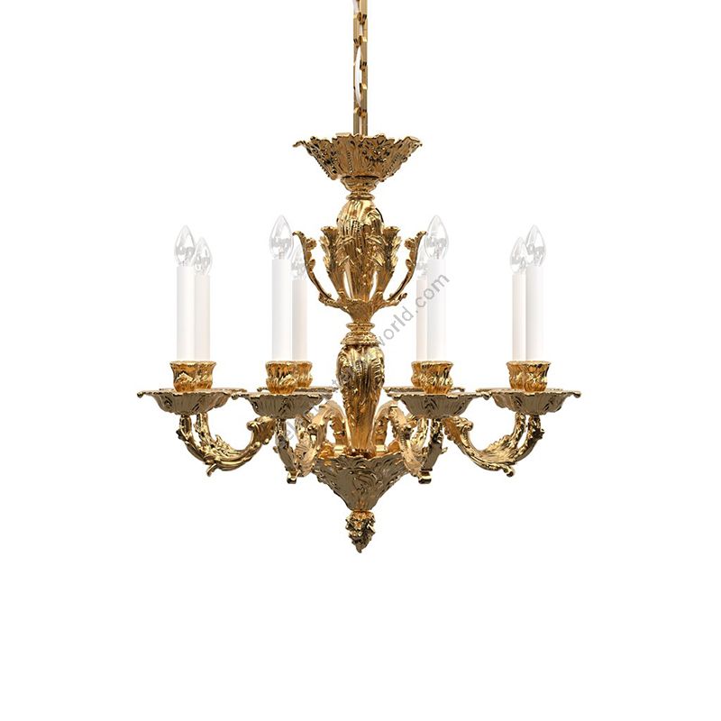 24K Gold Plated Brass Finish / Without Lamp Shades / 8 lights (cm.: H 71 x W 75 / inch.: H 27.9" x W 29.5")