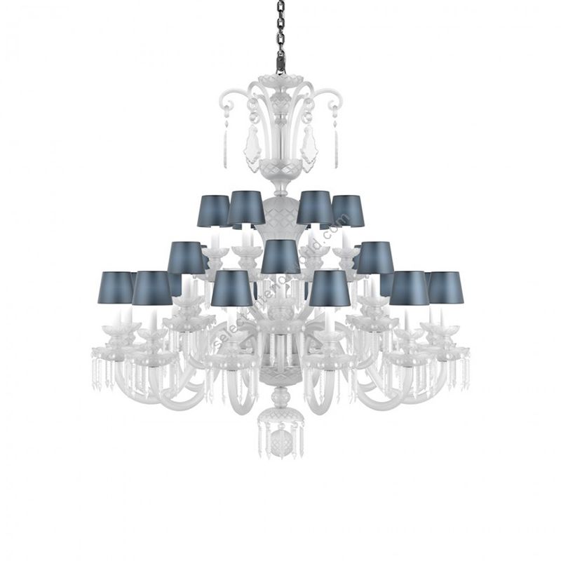 Chandelier / Blue Silk lampshades / Size - cm.: H 131 x W 123 / inch.: H 51.5" x W 48.4" (L)