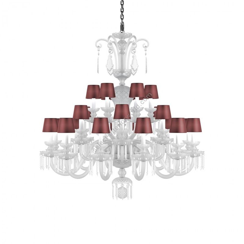 Chandelier / Red Silk lampshades / Size - cm.: H 131 x W 123 / inch.: H 51.5" x W 48.4" (L)