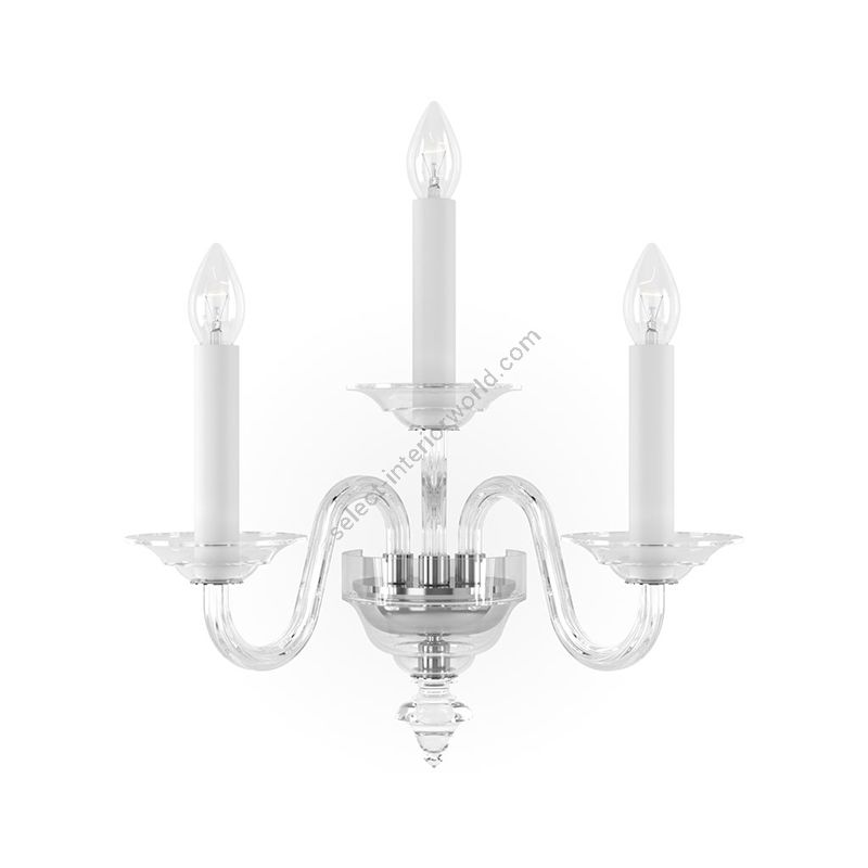 Luxurious and Elegant Wall Lamp, Three Candles / Chrome metal with Crystal glass