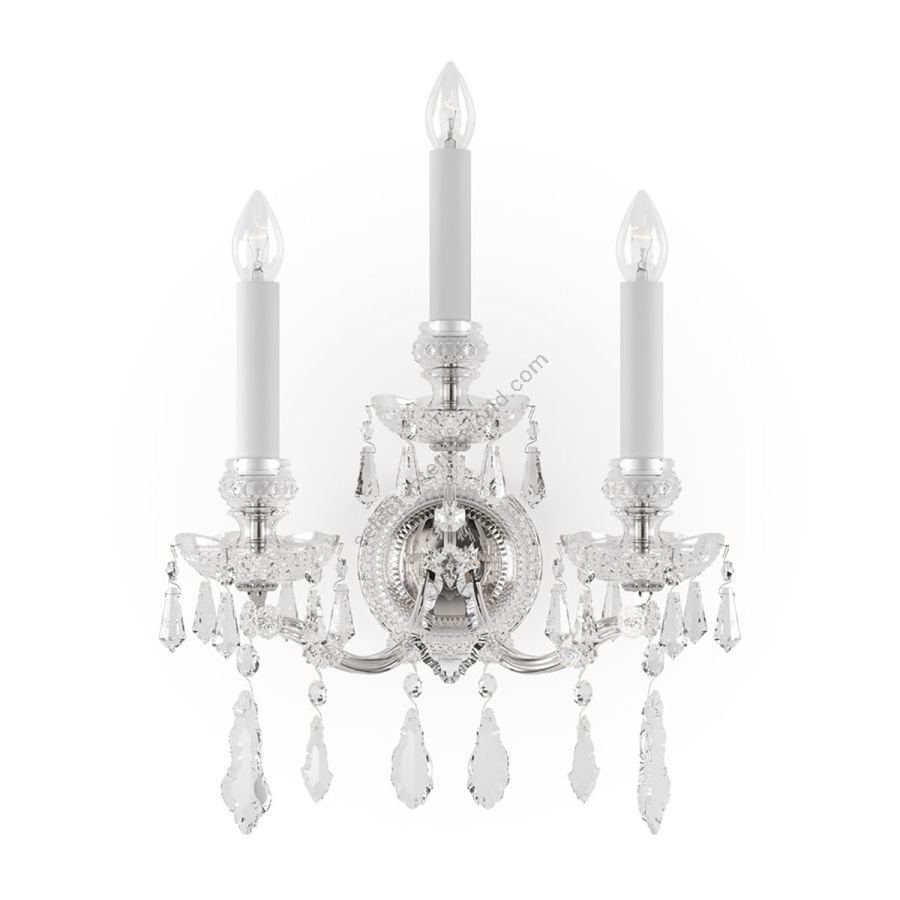 Luxury Historic Wall sconce, Three candles / Polished Nickel finish