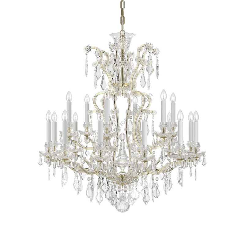 Elite Crystal Chandelier / 18 lamp / Historic Design / Polished Brass finish