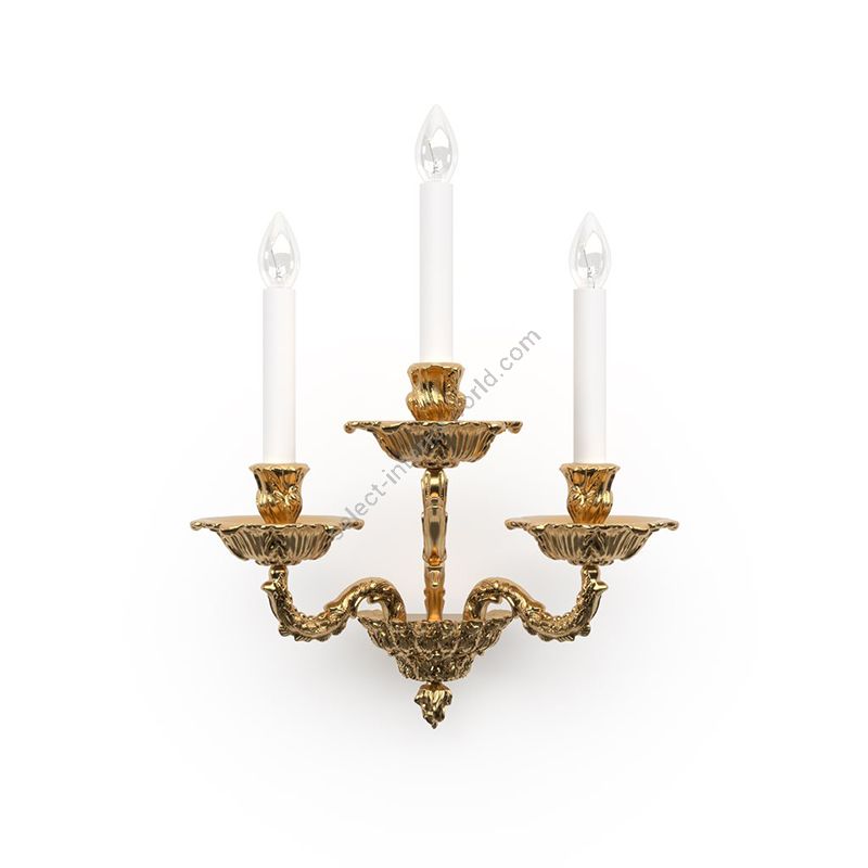 Luxurious Wall Lamp / Historic Design / 24k Gold Plated finish / 3 candles