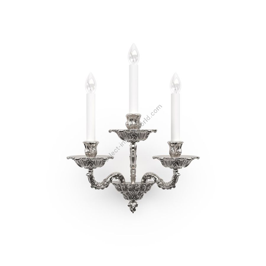 Luxurious Wall Lamp / Historic Design / Polished Nickel finish / 3 candles