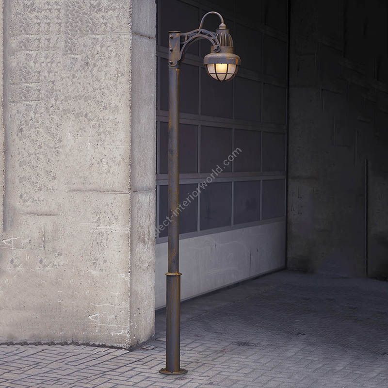 Outdoor post lamp / Steampunk finish / Clear frosted glass