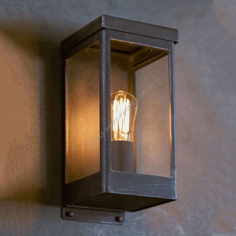 Wall lamp, outdoor collection, handcrafted of wrought iron, iron nature finish, clear glass