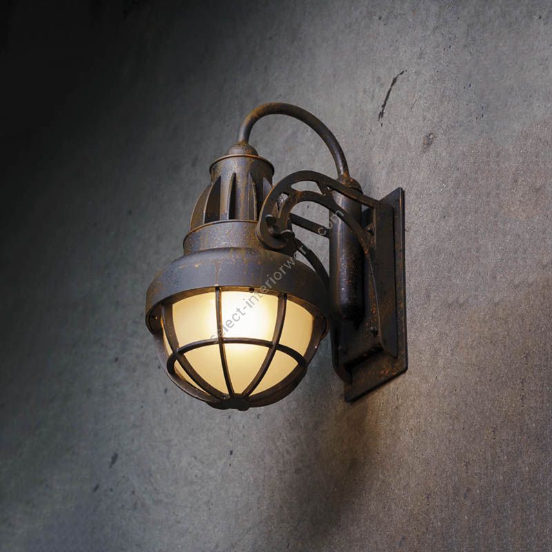 Outdoor wall lamp / Steampunk finish / Clear frosted glass