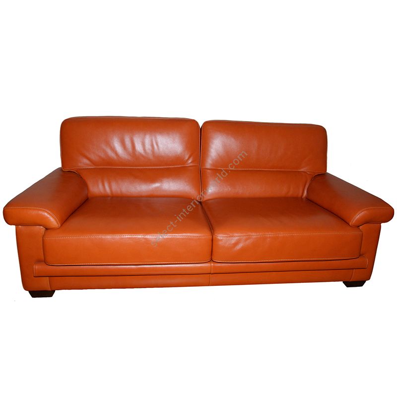Domicil Leather Sofa By German, Orange Leather Sofa