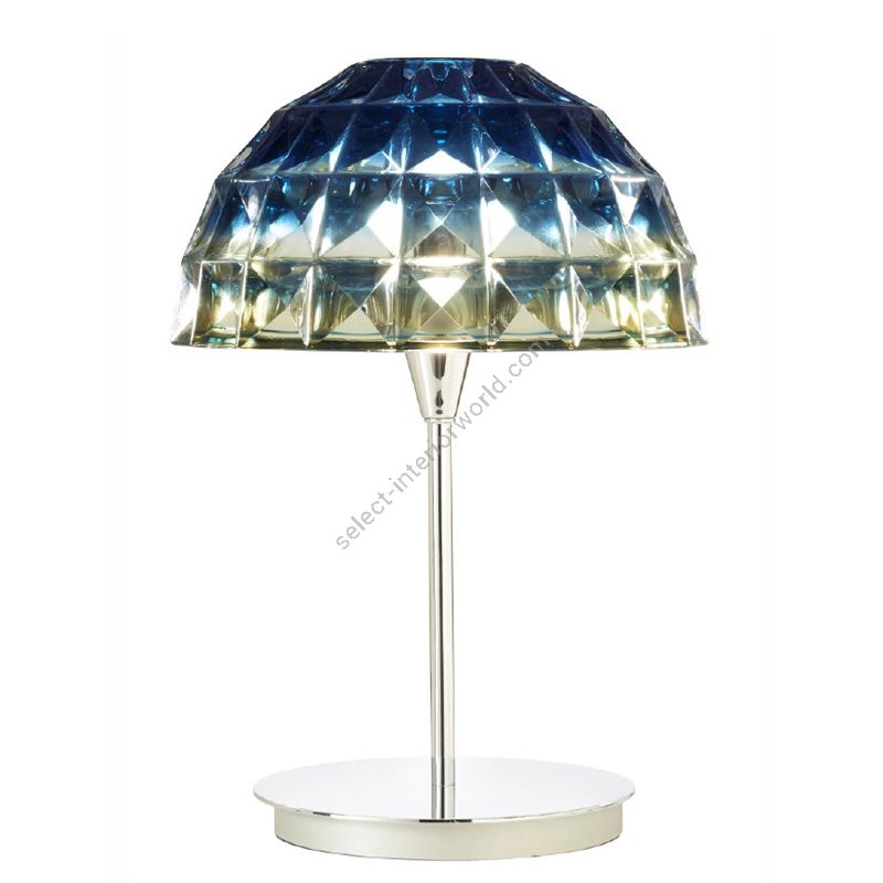 Chrome finish, Turquoise glass