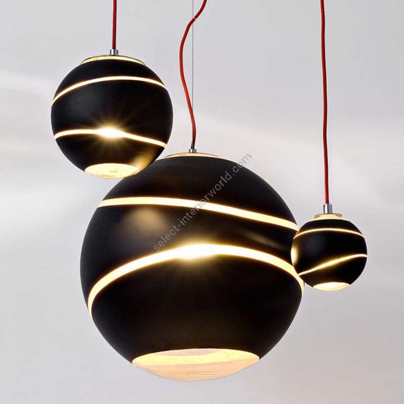 Suspension lamp / Black - Gold glass colour