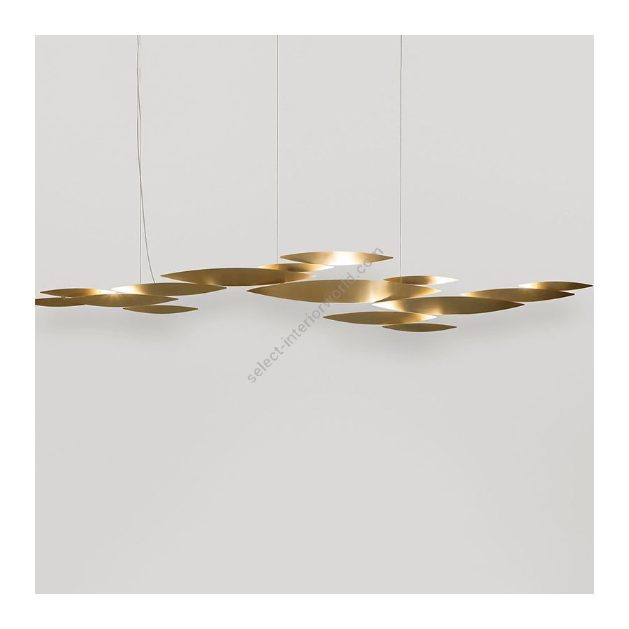 Suspension lamp / Brushed gold finish, cm.: 200 x 265 x 14 / inch.: 78.7" x 104" x 5.5" (10 lights)