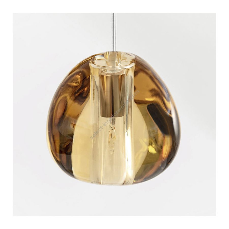 Suspension lamp / With white canopy / Clear and Gold diffuser / 7 lights (cm.: 190 x 31 x 31 / inch.: 74.8" x 12.2" x 12.2")