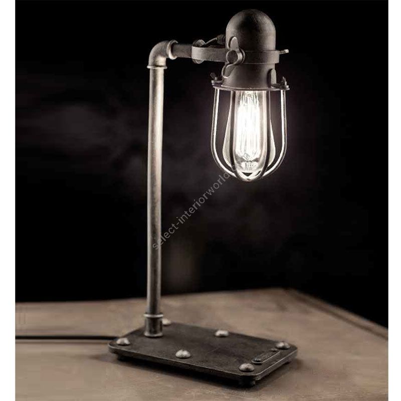 Table lamp in the Industrial style, handcrafted of hard steel, Iron nature finish