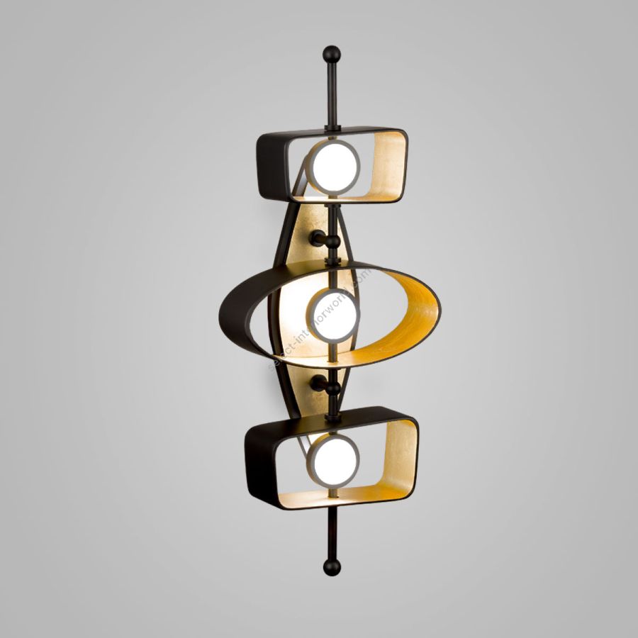 Triple Wall Sconce / Triple Wall Sconce / Outside Finish & Inside Finish: Coal & 22k Yellow Gold Leaf